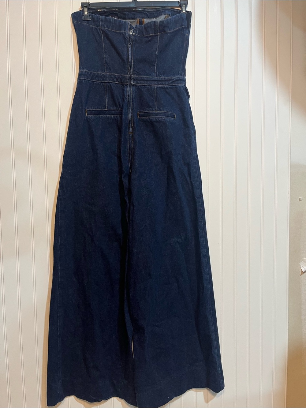 PAIGE Dark Indigo Strapless Denim Jumpsuit - Picture 6 of 7
